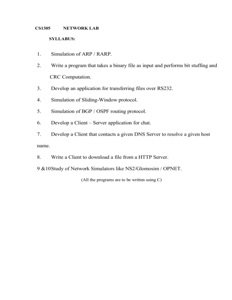 Network Lab Manual Indira