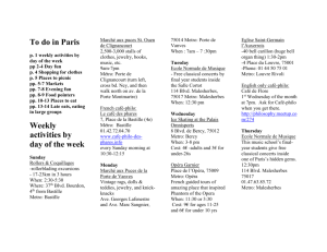 To do in Paris p. 1 weekly activities by day of the week pp 2