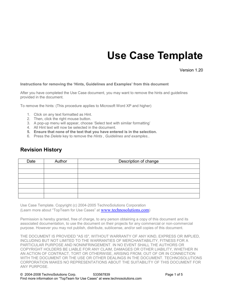 Use Case Documentation Template from s3.studylib.net