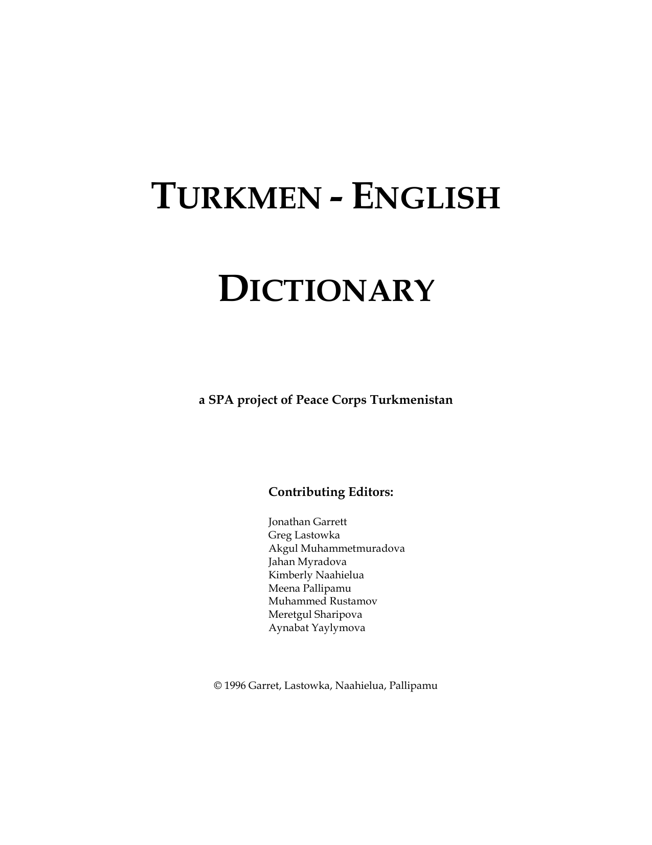 TURKMEN - ENGLISH