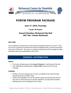 FORUM PROGRAM PACKAGE June 3rd, 2010, Thursday 1 p.m. to 4 p.m