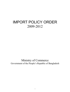 Import Policy Order 2009-2012