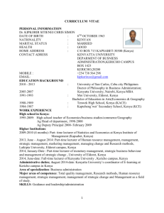 CURRICULUM VITAE PERSONAL INFORMATION Dr. KIPKORIR