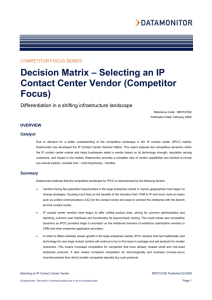 Decision Matrix - Selecting an IP Contact Center Vendor