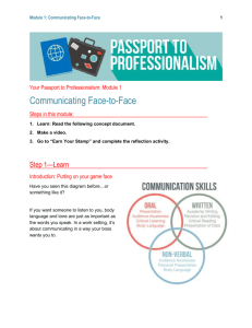 Your Passport to Professionalism: Module 1