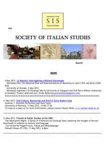 Society of Italian Studies - NEWS