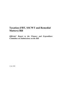 Taxation (FBT, SSCWT and Remedial Matters) Bill