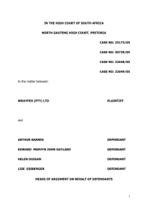 Defendants' Heads of Argument - Centre for Environmental Rights