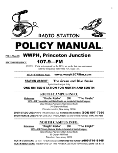 Policy Manual - 107.9 FM, WWPH, Princeton Junction, NJ