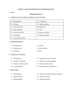 FAMILY AND CONSUMER SCIENCE RESOURCE FILE 1. INDEX