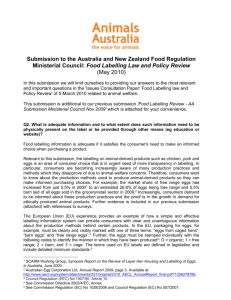 Submission to the Australia and New Zealand Food Regulation