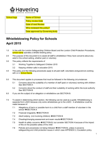 Whistleblowing Policy for Schools