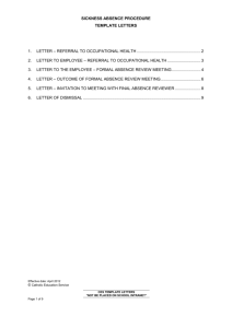 2. letter to employee – referral to occupational health