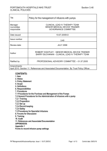 Policy for the management of infusions with pumps