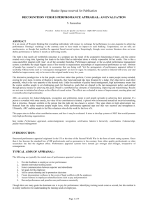 RECOGNITION VERSUS PERFROMANCE APPRAISAL: AN