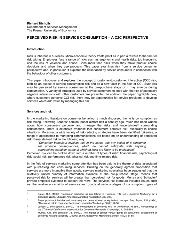 CCI and consumer risk Worcester Research and Publications