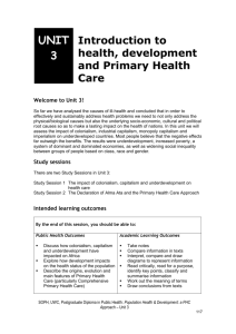 Introduction to health, development and Primary Health Care