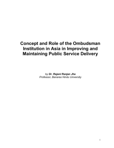 Concept and Role of the Ombudsman Institution in Asia