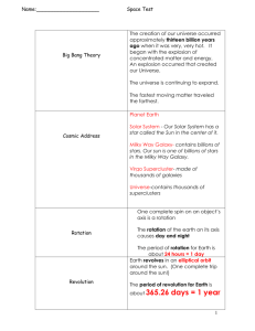 Answer key for Space study guide