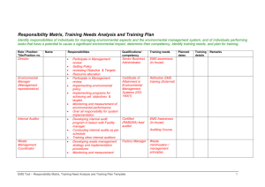 Responsibility Matrix, Training Needs Analysis and Training Plan