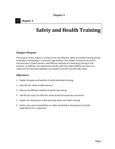 SSM Chapter 4 Activities: Safety and Health Training