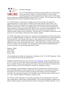 2015 Welcome Letter - Virginia Advisory Council on Military Education