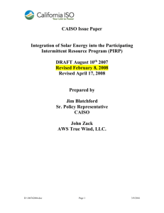 Revised Issue Paper - Integration of Solar Energy