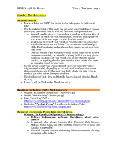 HUMAN 105H, Dr. Harnett Week 4 Class Notes, page 1 Monday