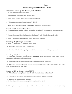 Romeo and Juliet Questions by Act