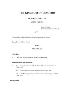 Income Tax Act 1993 - Lesotho Legal Information Institute