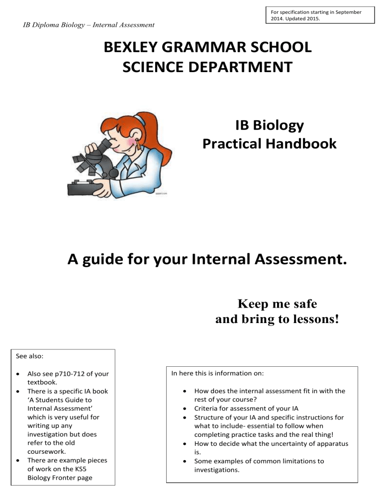 IB Diploma Biology Internal Assessment Template