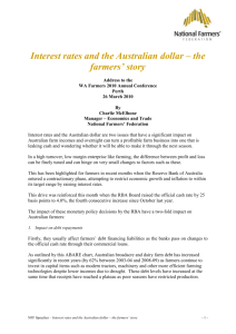 Interest rates and the Australian dollar – the farmers' story