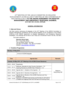 22nd MEETING OF THE ASEAN COMMITTEE ON DISASTER