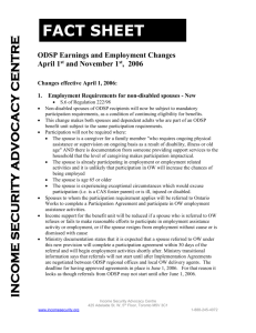 ODSP Earnings and Employment Changes
