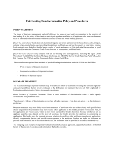Fair Lending/Nondiscrimination Policy and Procedures POLICY