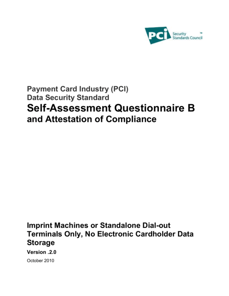 SAQ B - PCI Security Standards Council