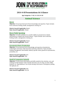 2014 4-H Presentations At A Glance Age Categories: 9-10, 11