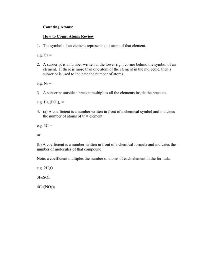 Counting Atoms - drjohnscience Within How To Count Atoms Worksheet