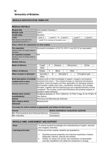 module aims, assessment and support