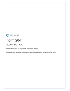 Form 20-F ALCON INC - ACL Filed: March 15, 2005 (period: March