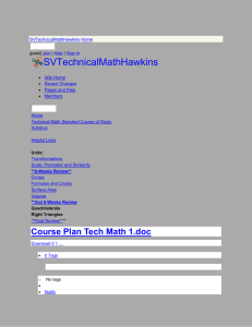 SVTechnicalMathHawkins - Course Plan Tech Math 1