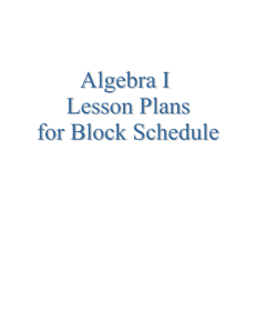 Algebra I Lesson Plans For Block Schedule
