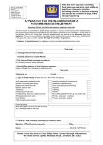 application for the registration of a food business establishment