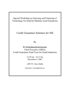 Credit Guarantee Scheme for Small Scale Industries (SSIs)