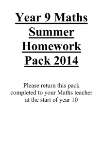 yr9 holiday homework 1-10