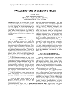 Sheard: Twelve Systems Engineering Roles