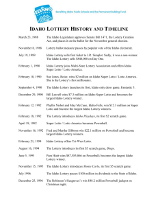 IDAHO LOTTERY HISTORY AND TIMELINE
