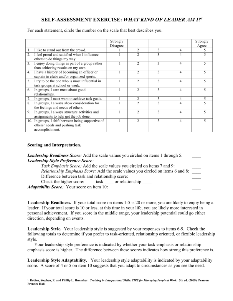 Applying The Self Assessment Exercise