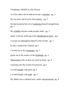 Vocabulary NIGHT by Elie Wiesel