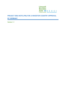 Project Idea Note (PIN) for JI Investor Country Approval by